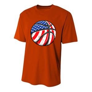 Basketball American Flag 4th Of July Youth Performance Sprint T-Shirt