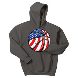 Basketball American Flag 4th Of July Kids Hoodie