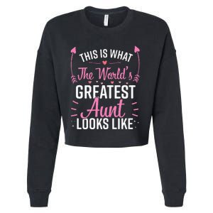 Best Aunt Future Aunt Aunt To Be Auntie Cropped Pullover Crew