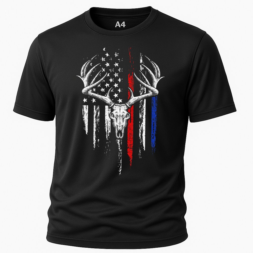 Bowhunting American Flag USA Bow Whitetail Deer Hunter Gift Cooling Performance Crew T-Shirt