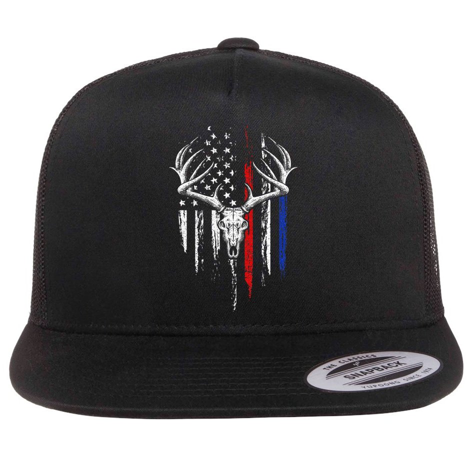 Bowhunting American Flag USA Bow Whitetail Deer Hunter Gift Flat Bill Trucker Hat