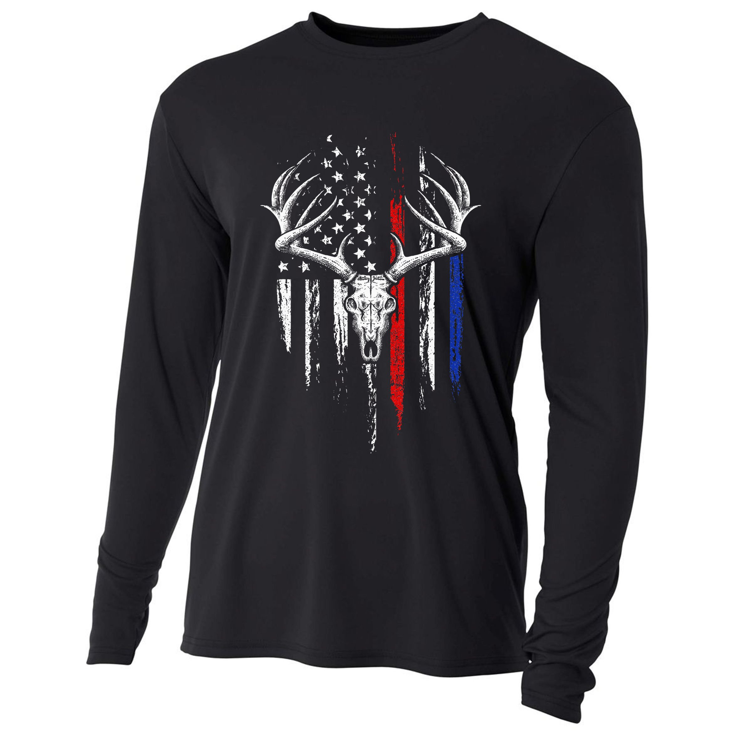 Bowhunting American Flag USA Bow Whitetail Deer Hunter Gift Cooling Performance Long Sleeve Crew