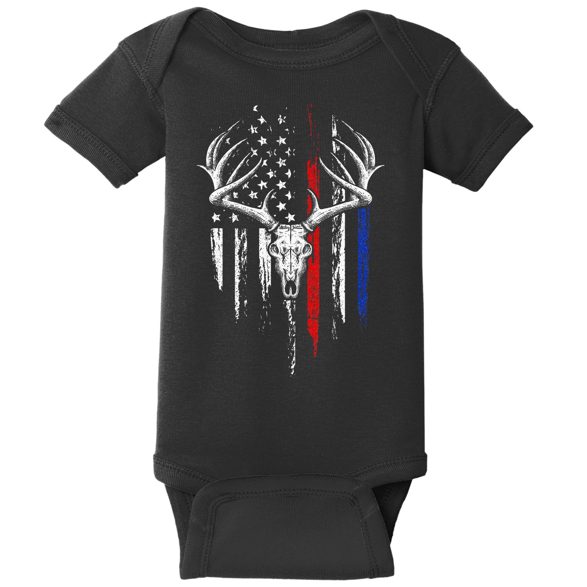 Bowhunting American Flag USA Bow Whitetail Deer Hunter Gift Baby Bodysuit