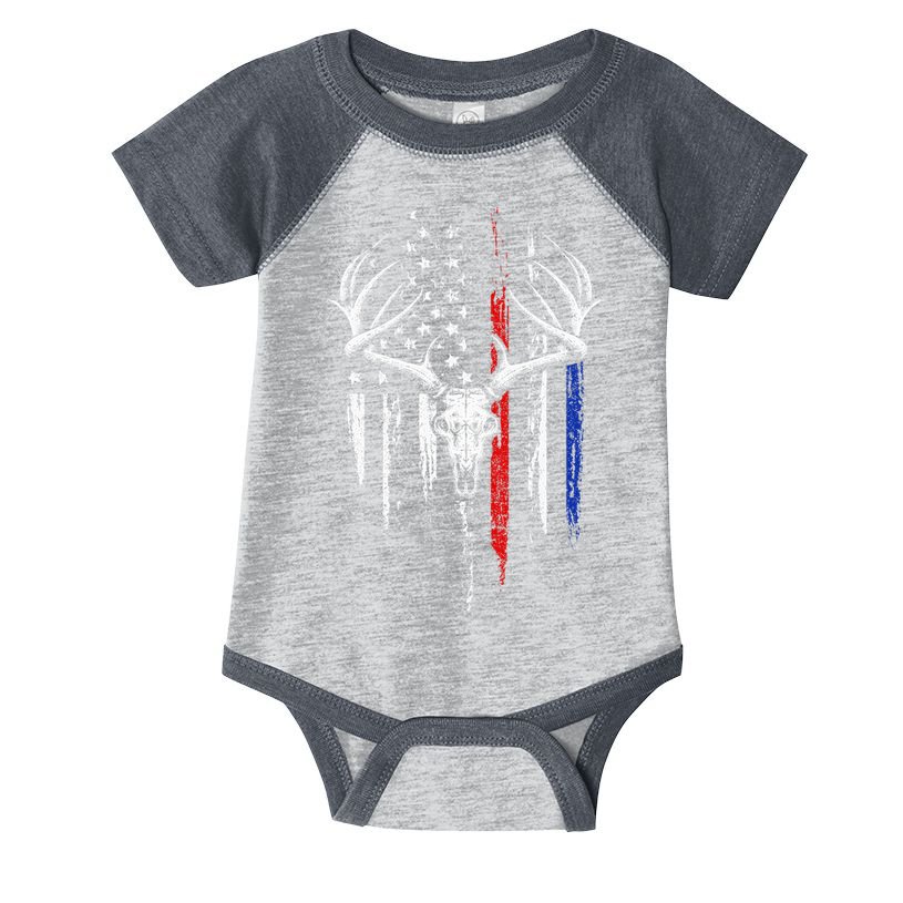 Bowhunting American Flag USA Bow Whitetail Deer Hunter Gift Infant Baby Jersey Bodysuit