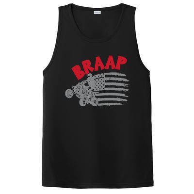 Braap American Flag Distressed Quad Four Wheeler Bike Rider PosiCharge Competitor Tank