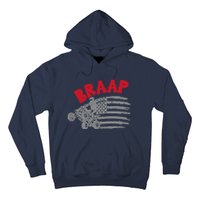 Braap American Flag Distressed Quad Four Wheeler Bike Rider Hoodie