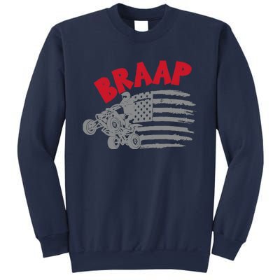 Braap American Flag Distressed Quad Four Wheeler Bike Rider Sweatshirt