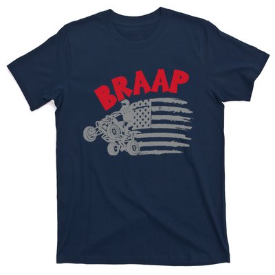 Braap American Flag Distressed Quad Four Wheeler Bike Rider T-Shirt