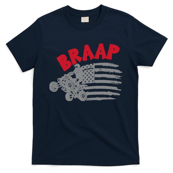 Braap American Flag Distressed Quad Four Wheeler Bike Rider T-Shirt