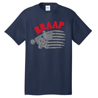 Braap American Flag Distressed Quad Four Wheeler Bike Rider Tall T-Shirt