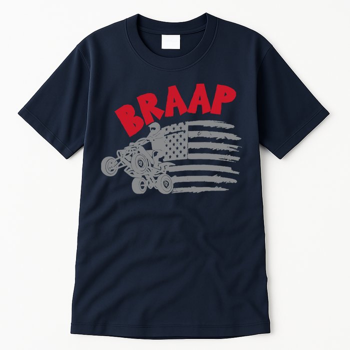 Braap American Flag Distressed Quad Four Wheeler Bike Rider Tall T-Shirt