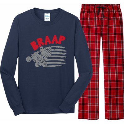 Braap American Flag Distressed Quad Four Wheeler Bike Rider Long Sleeve Pajama Set