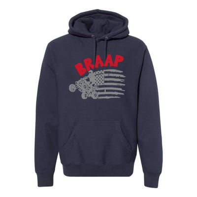 Braap American Flag Distressed Quad Four Wheeler Bike Rider Premium Hoodie