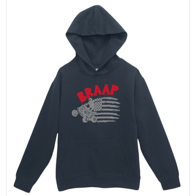 Braap American Flag Distressed Quad Four Wheeler Bike Rider Urban Pullover Hoodie