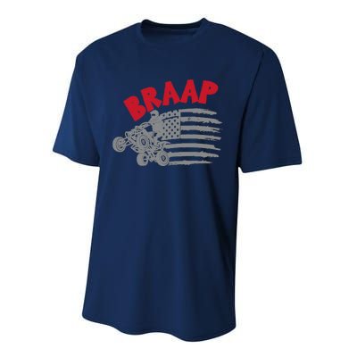 Braap American Flag Distressed Quad Four Wheeler Bike Rider Performance Sprint T-Shirt