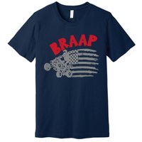 Braap American Flag Distressed Quad Four Wheeler Bike Rider Premium T-Shirt