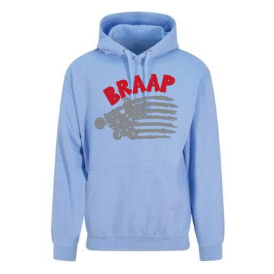 Braap American Flag Distressed Quad Four Wheeler Bike Rider Unisex Surf Hoodie