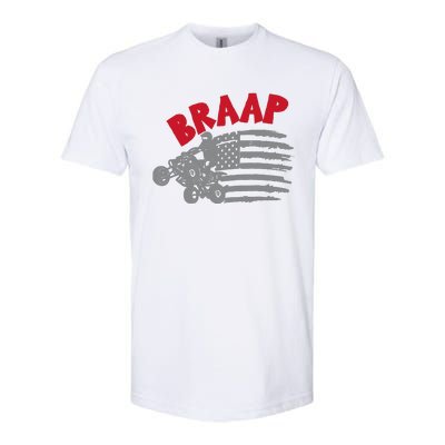 Braap American Flag Distressed Quad Four Wheeler Bike Rider Softstyle® CVC T-Shirt