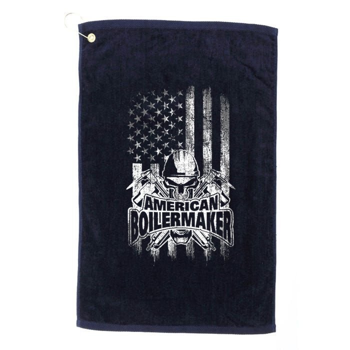 Boilermaker American Flag Skull And Tools Platinum Collection Golf Towel