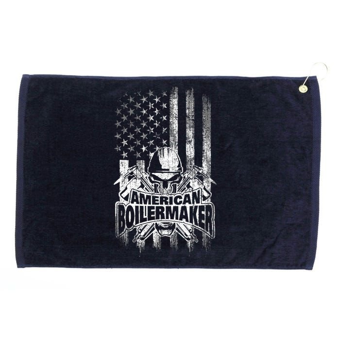 Boilermaker American Flag Skull And Tools Grommeted Golf Towel