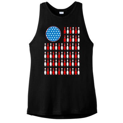 Bowling American Flag Ladies PosiCharge Tri-Blend Wicking Tank