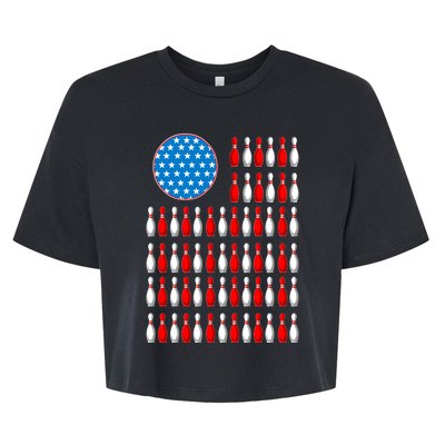 Bowling American Flag Bella+Canvas Jersey Crop Tee