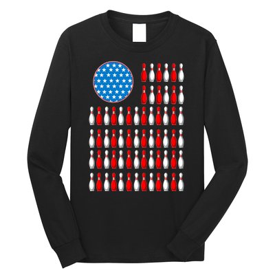 Bowling American Flag Long Sleeve Shirt