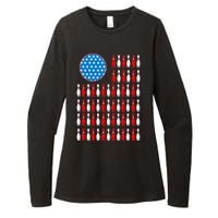 Bowling American Flag Womens CVC Long Sleeve Shirt