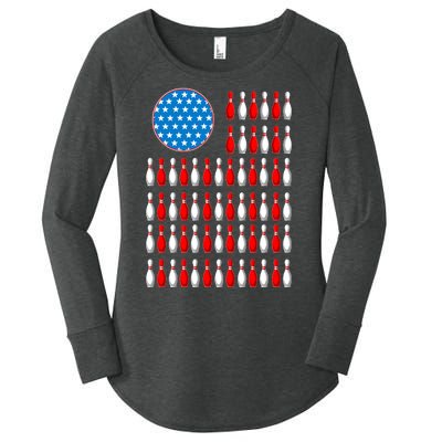 Bowling American Flag Women's Perfect Tri Tunic Long Sleeve Shirt