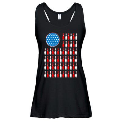 Bowling American Flag Ladies Essential Flowy Tank