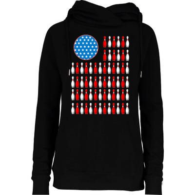 Bowling American Flag Womens Funnel Neck Pullover Hood