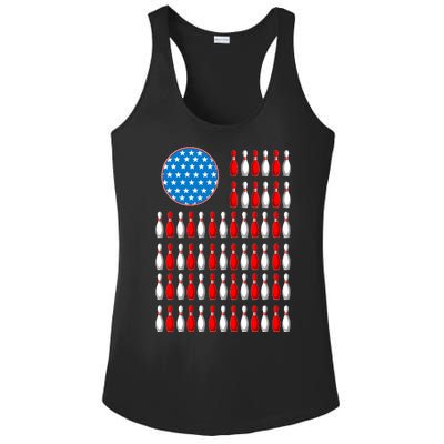 Bowling American Flag Ladies PosiCharge Competitor Racerback Tank