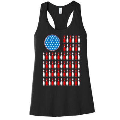 Bowling American Flag Women's Racerback Tank