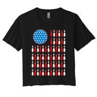 Bowling American Flag Women's Crop Top Tee