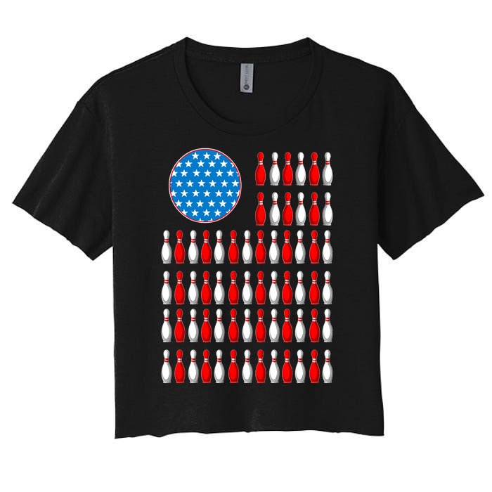 Bowling American Flag Women's Crop Top Tee