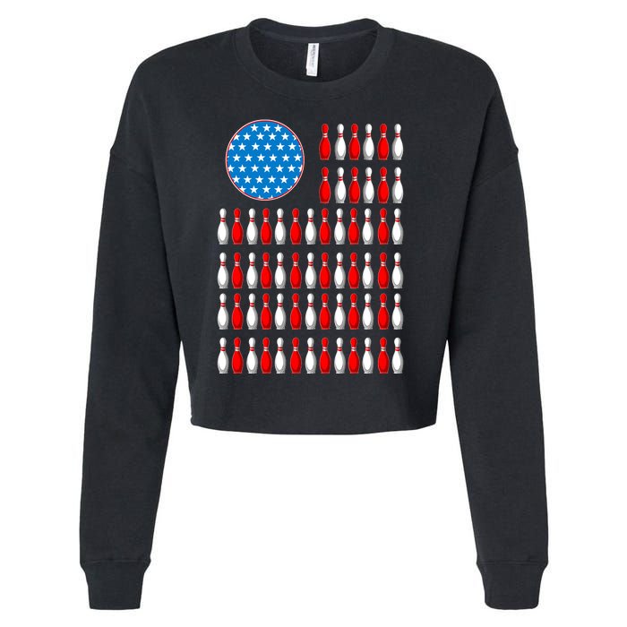 Bowling American Flag Cropped Pullover Crew