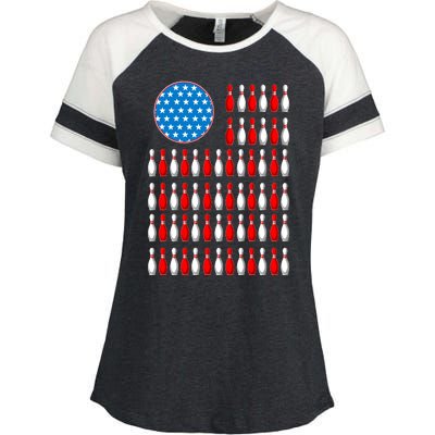 Bowling American Flag Enza Ladies Jersey Colorblock Tee