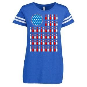 Bowling American Flag Enza Ladies Jersey Football T-Shirt