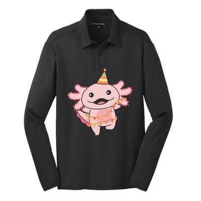 Birthday Axolotl For A Birthday Axolotl Silk Touch Performance Long Sleeve Polo