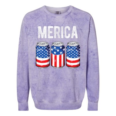 Beer American Flag 4th Of July Merica Usa Drinking Colorblast Crewneck Sweatshirt