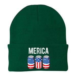 Beer American Flag 4th Of July Merica Usa Drinking Knit Cap Winter Beanie