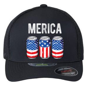 Beer American Flag 4th Of July Merica Usa Drinking Flexfit Unipanel Trucker Cap