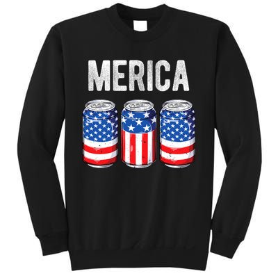 Beer American Flag 4th Of July Merica Usa Drinking Sweatshirt