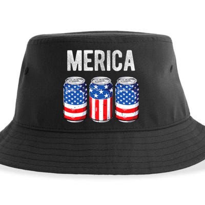 Beer American Flag 4th Of July Merica Usa Drinking Sustainable Bucket Hat