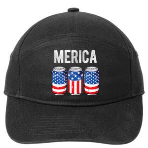 Beer American Flag 4th Of July Merica Usa Drinking 7-Panel Snapback Hat