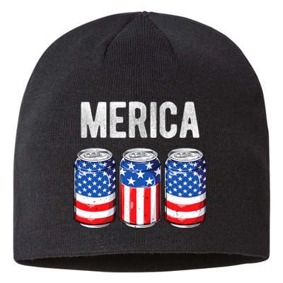 Beer American Flag 4th Of July Merica Usa Drinking Sustainable Beanie