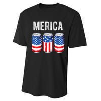 Beer American Flag 4th Of July Merica Usa Drinking Performance Sprint T-Shirt