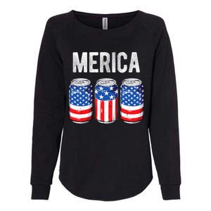 Beer American Flag 4th Of July Merica Usa Drinking Womens California Wash Sweatshirt