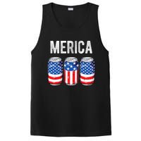 Beer American Flag 4th Of July Merica Usa Drinking PosiCharge Competitor Tank