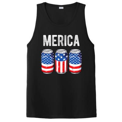 Beer American Flag 4th Of July Merica Usa Drinking PosiCharge Competitor Tank